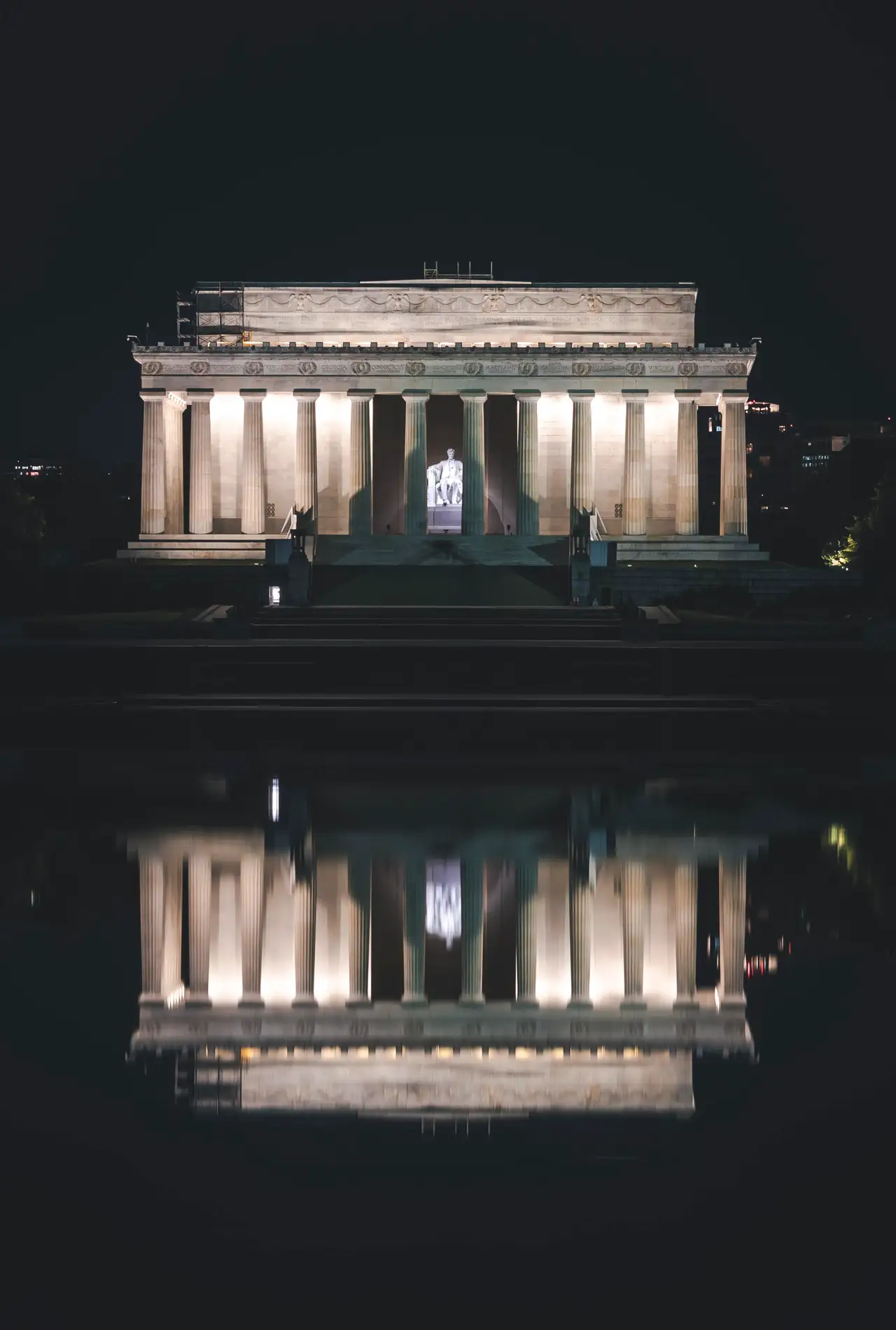 Fine-art photograph, “Lincoln Memorial in Vertical Reflection - 5DM40300,” from the Washington D.C. collection.