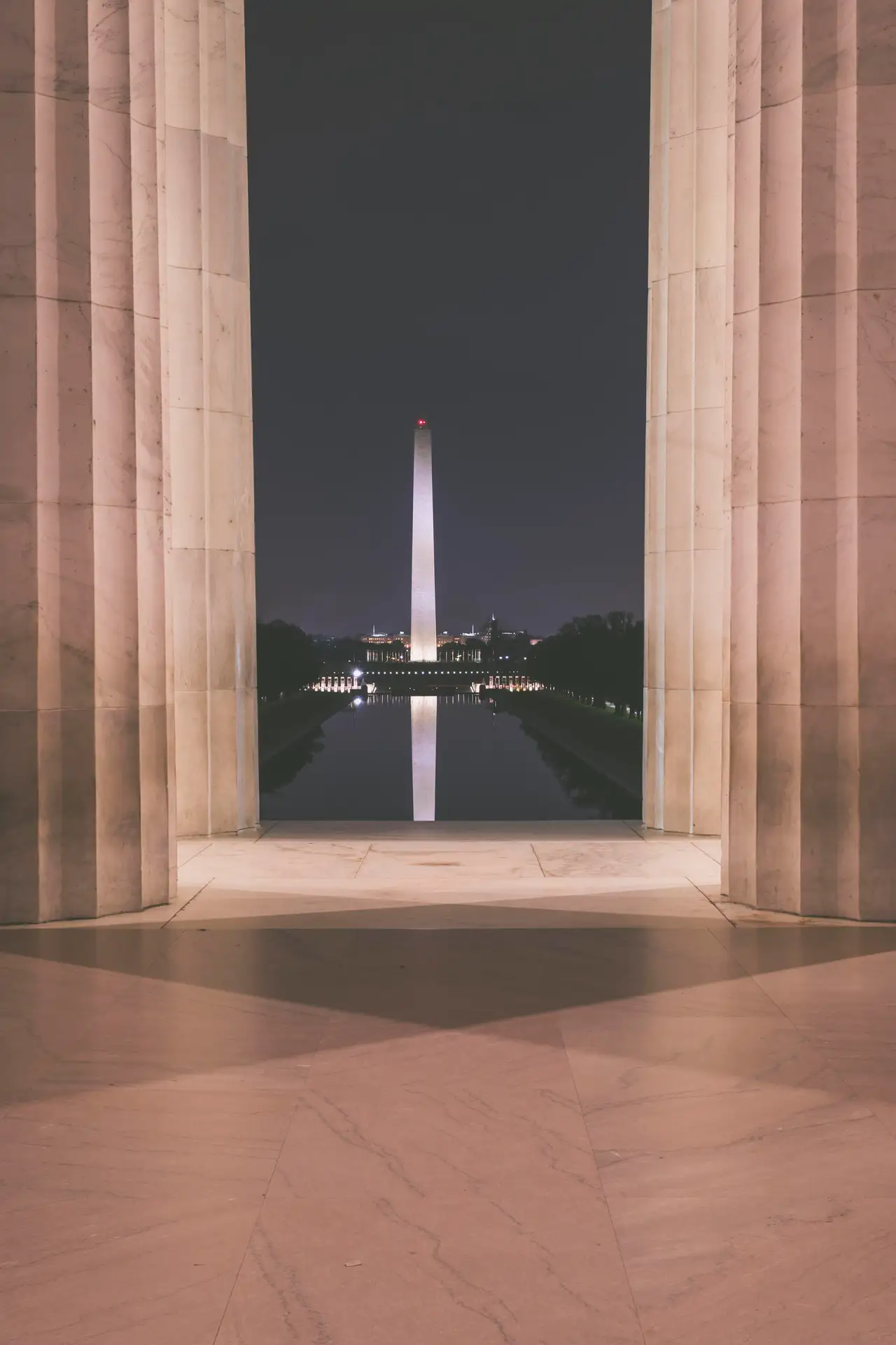 Fine-art photograph, “Washington Monument Through the Lincoln Memorial - 5DM40305,” from the Washington D.C. collection.