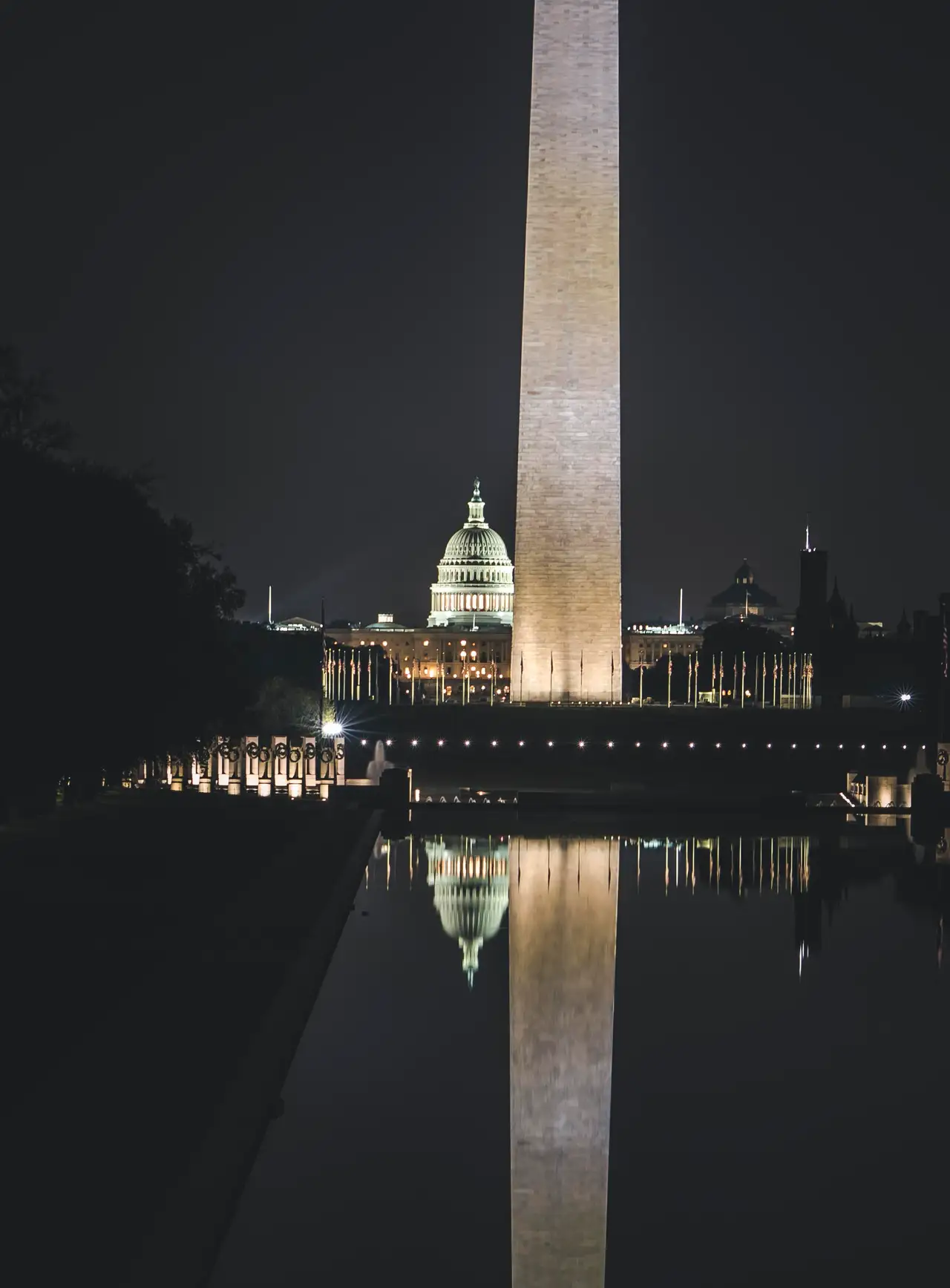 Fine-art photograph, “Washington Monument and Capitol Reflection - 5DM40358,” from the Washington D.C. collection.