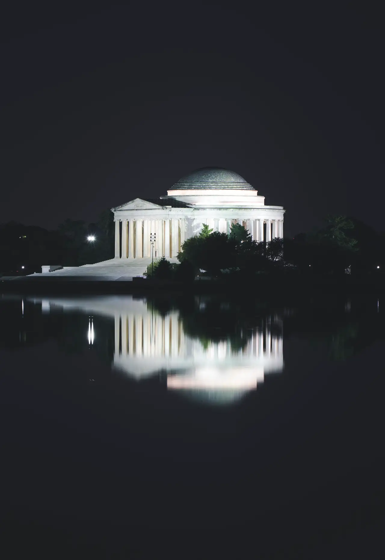 Fine-art photograph, “Jefferson Memorial in Vertical Reflection - 5DM40374,” from the Washington D.C. collection.