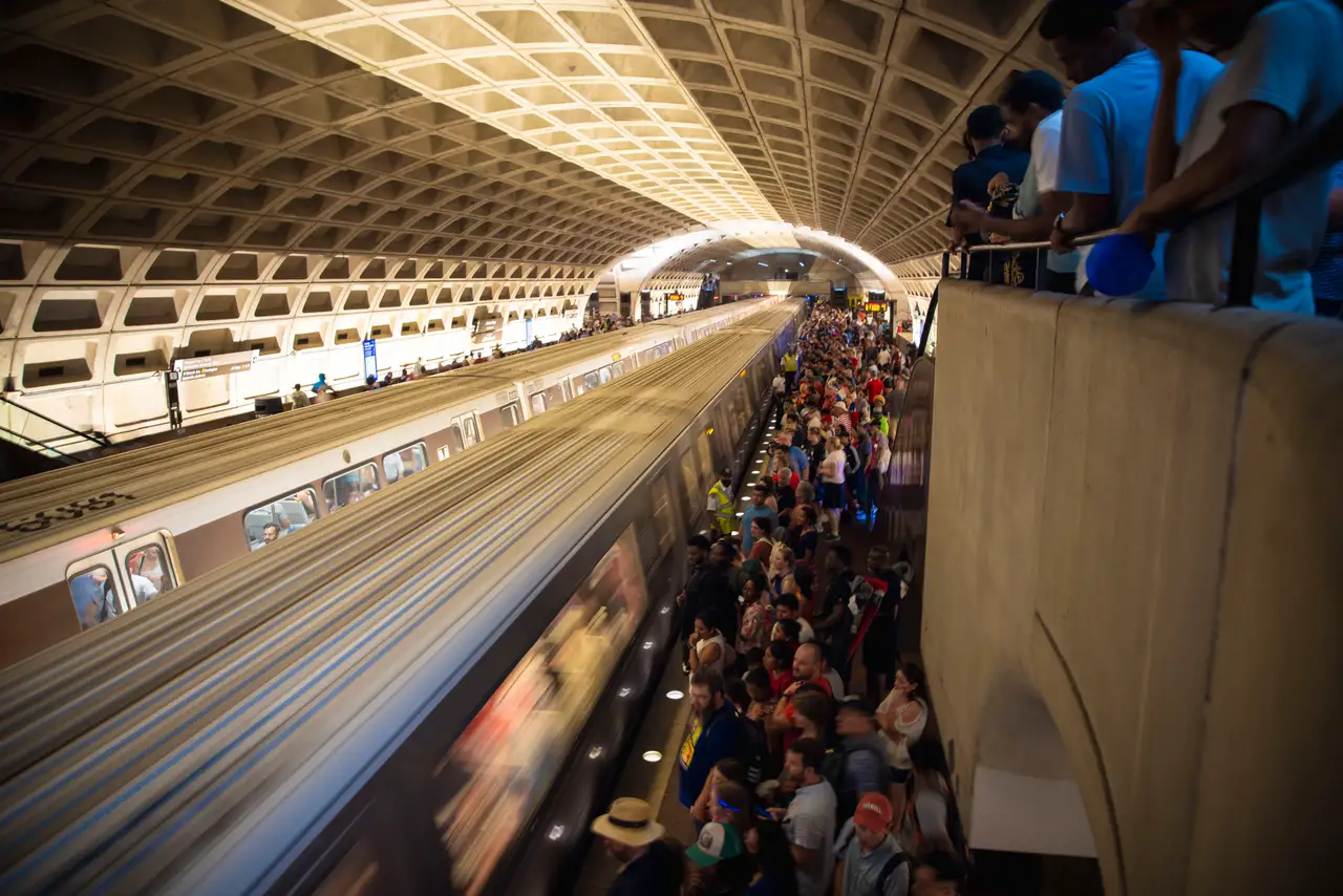Fine-art photograph, “Metro Station Platform and Train - RFIV4960,” from the Washington D.C. collection.