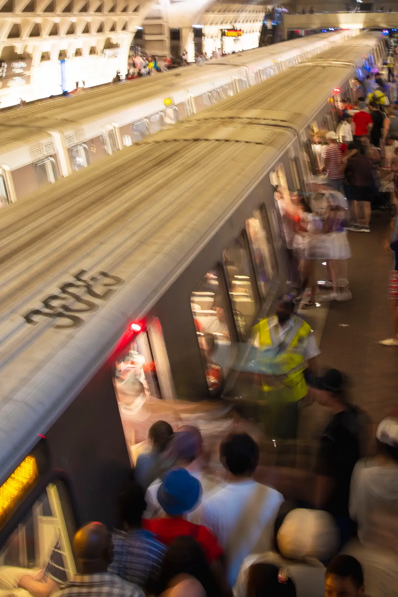 Fine-art photograph, “Metro Train Arriving at the Platform - RFIV4985,” from the Washington D.C. collection.