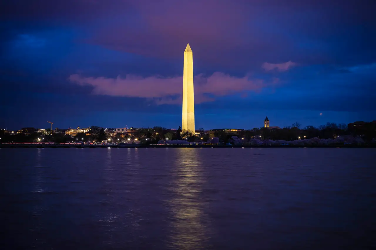 Fine-art photograph, “Washington Monument at Blue Hour - RFIV6088,” from the Washington D.C. collection.