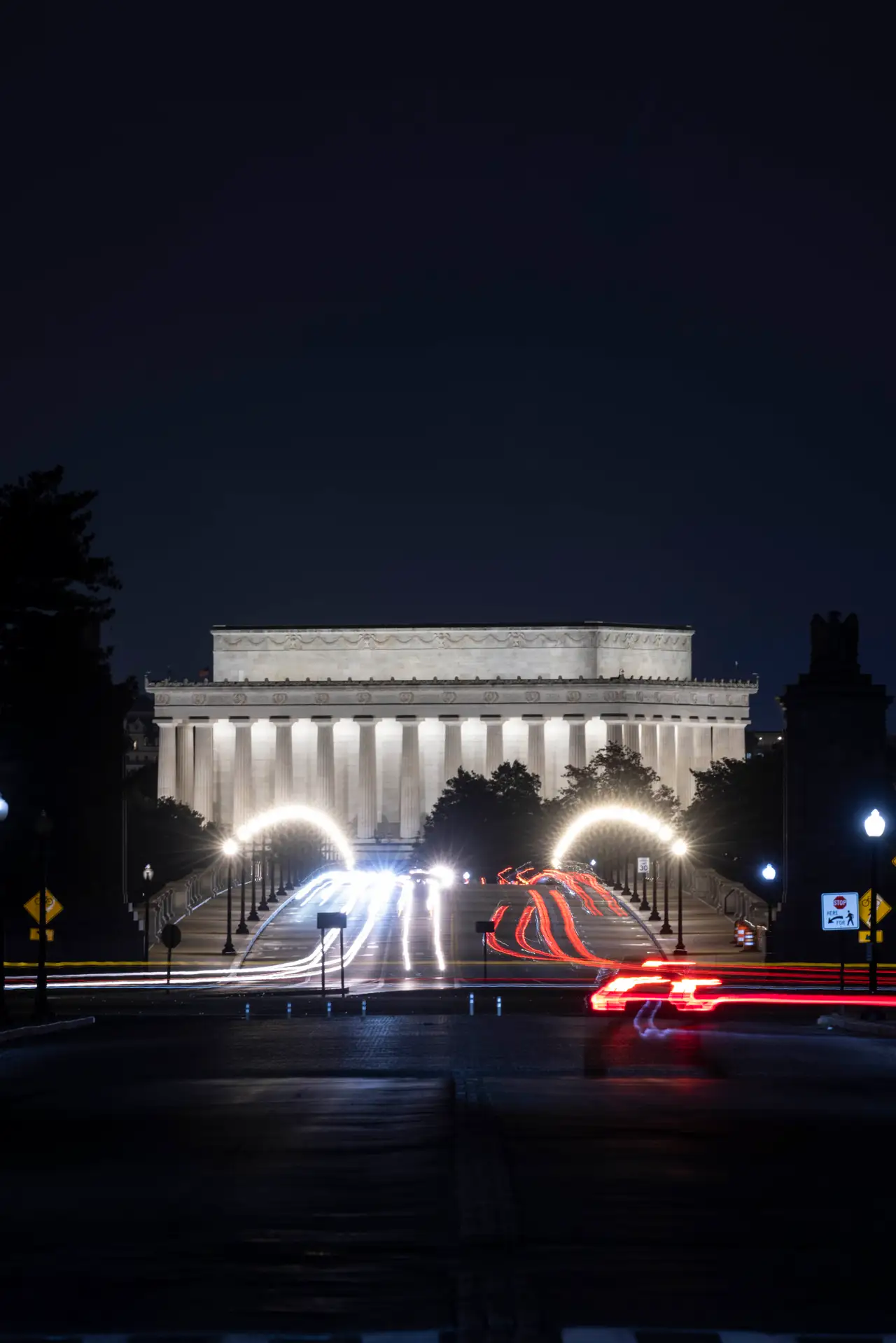 Fine-art photograph, “U.S. Capitol Light Trails in Vertical - RFIV8700,” from the Washington D.C. collection.
