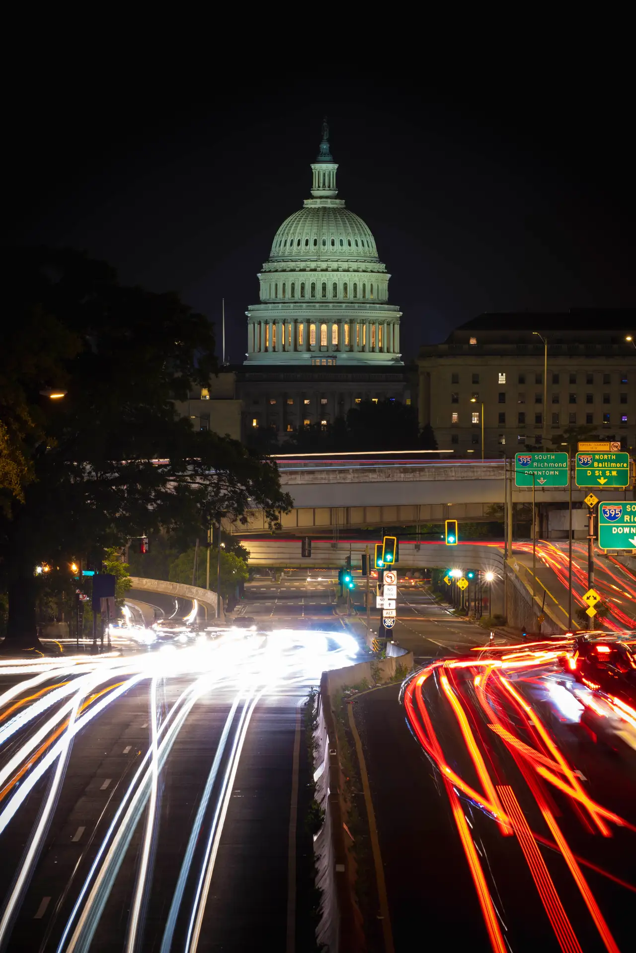 Fine-art photograph, “U.S. Capitol and Fountain at Dusk - RFIV8712,” from the Washington D.C. collection.