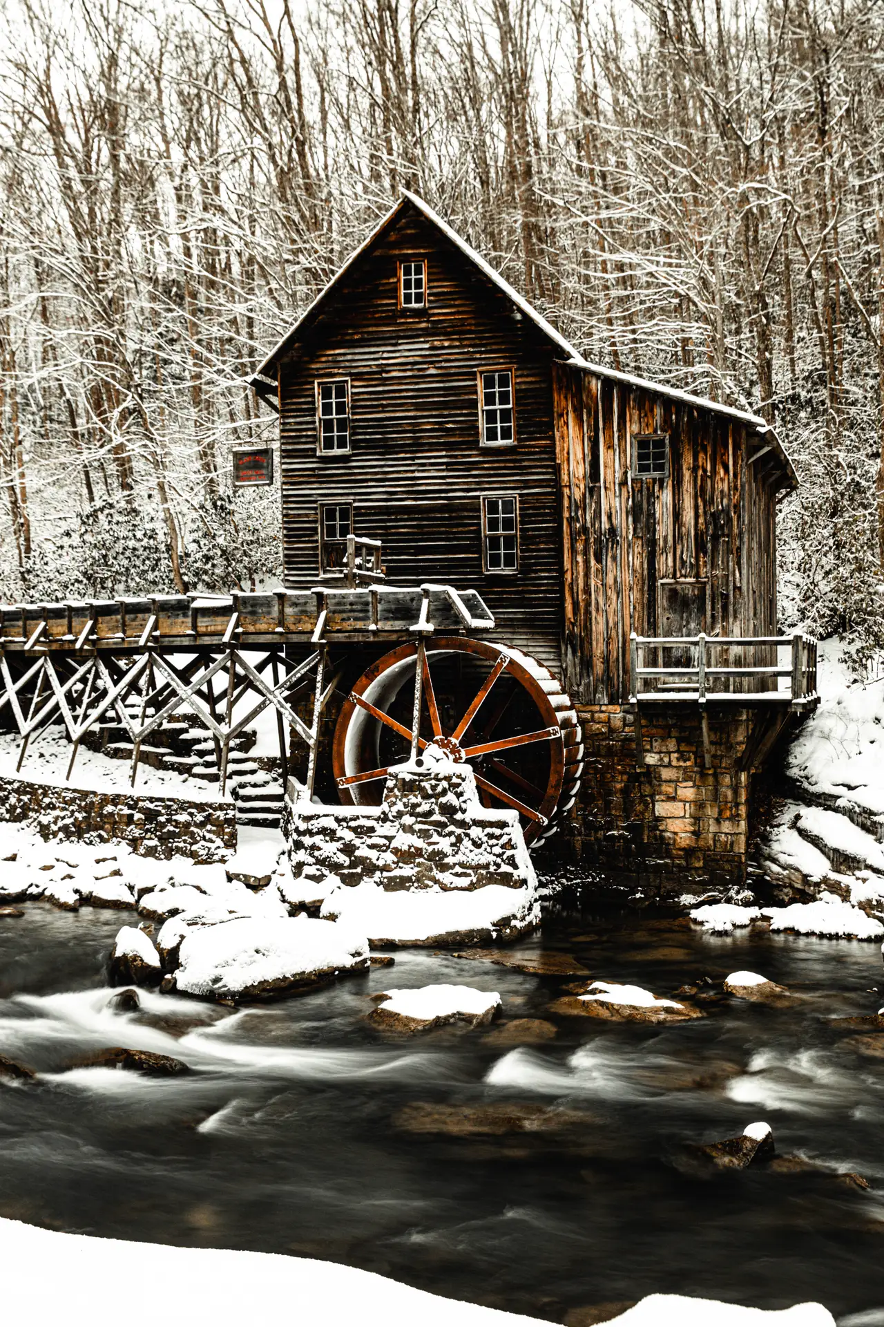 Fine-art photograph, “Glade Creek Grist Mill Above the Creek - 5DM43410,” from the West Virginia collection.