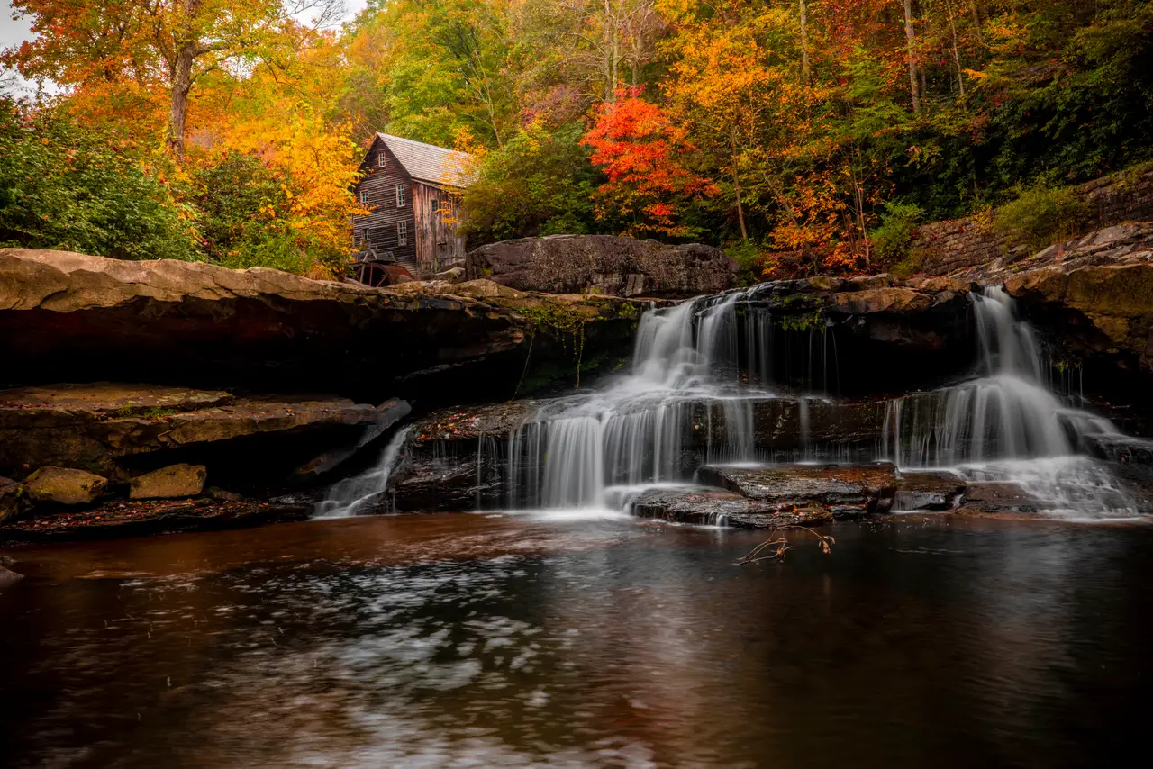 Fine-art photograph, “Glade Creek Grist Mill Waterfall Pool - RFIV9593,” from the West Virginia collection.