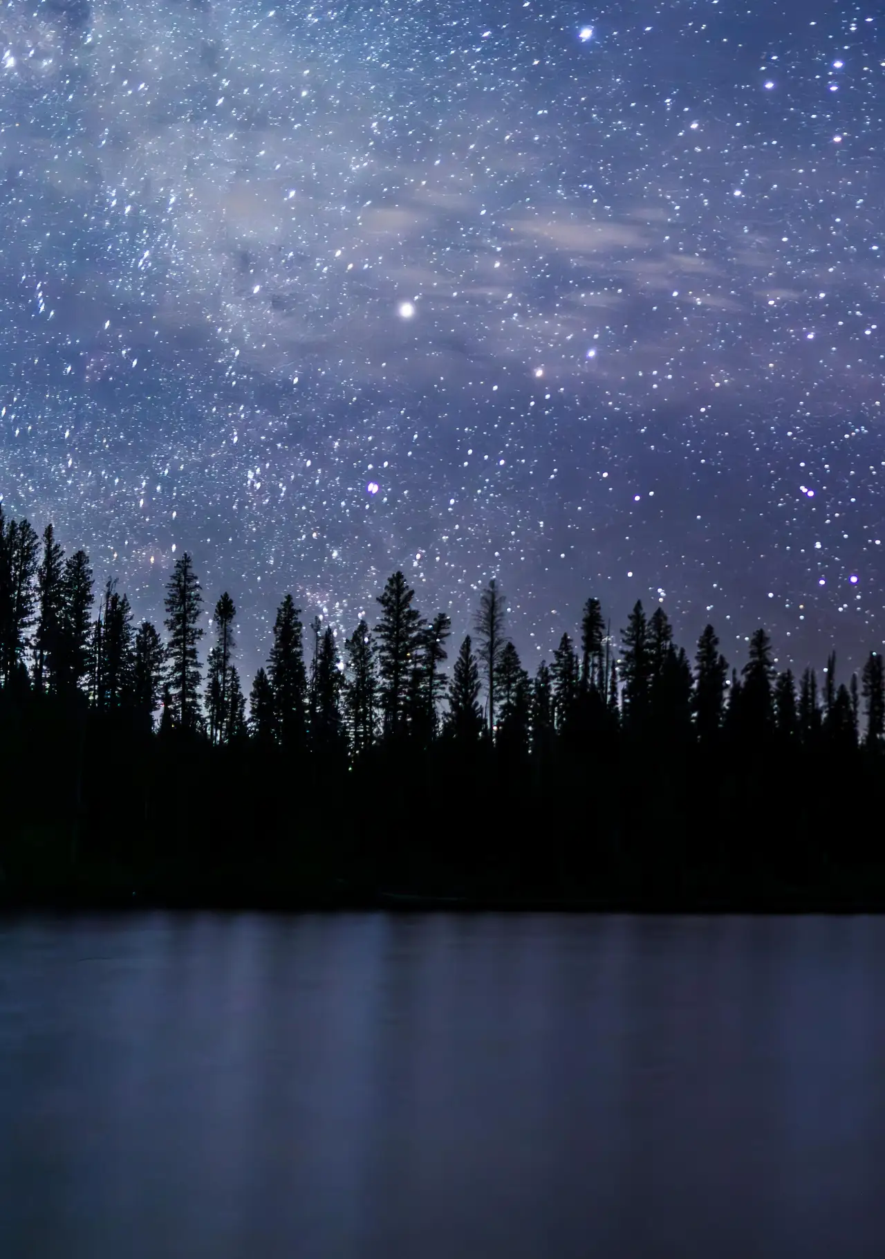 Fine-art photograph, “Starry Night Over the Lake,” from the Wyoming collection.