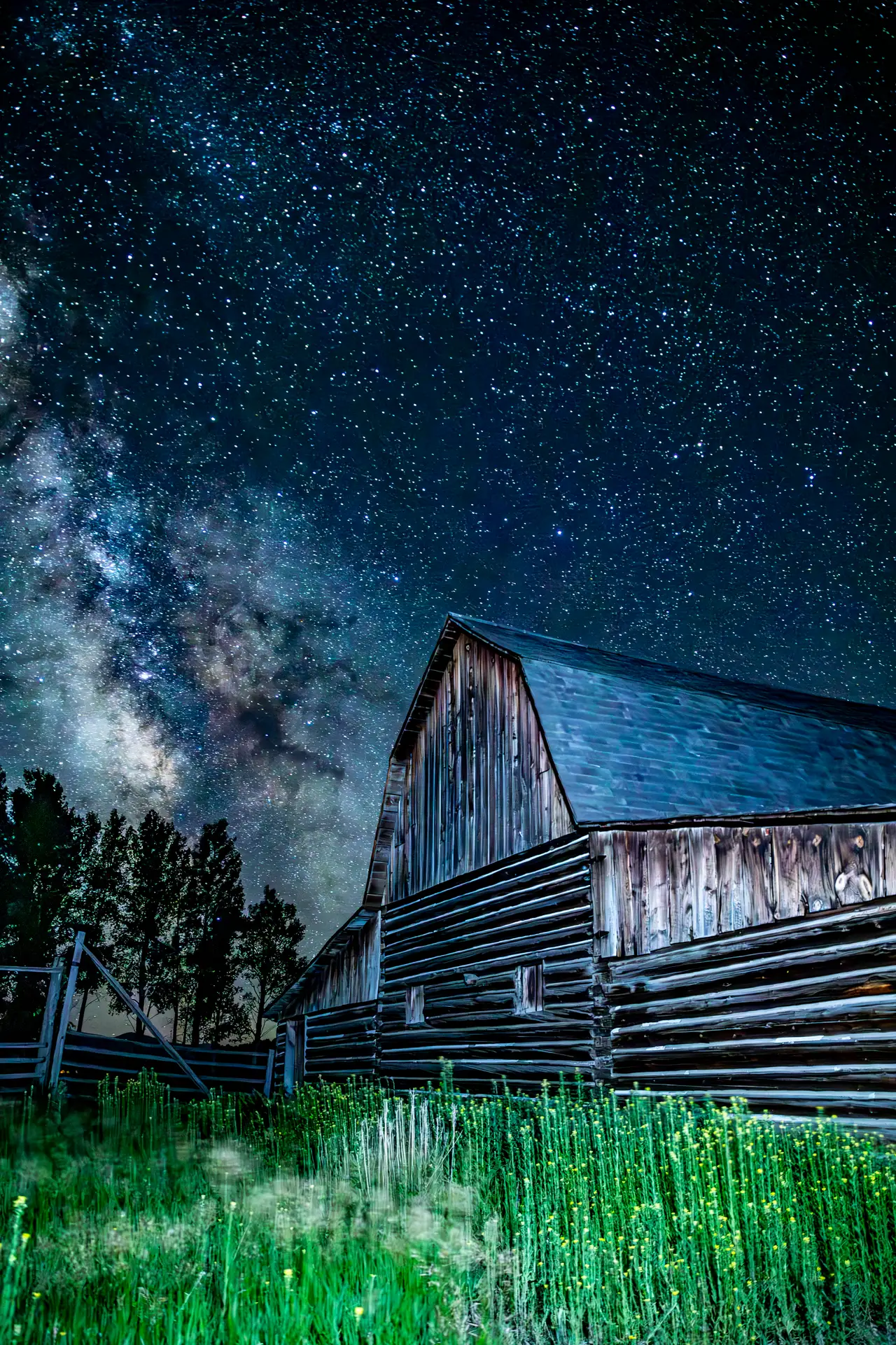 Fine-art photograph, “Moulton Barn Beneath the Milky Way - 5DM40381,” from the Wyoming collection.