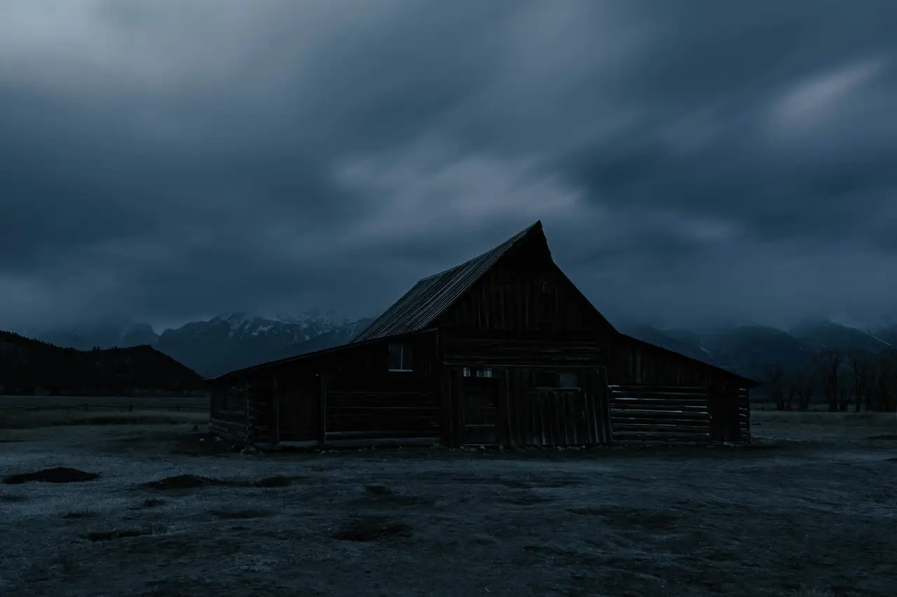 Fine-art photograph, “Moulton Barn Beneath Storm Clouds - 5M2A3885,” from the Wyoming collection.
